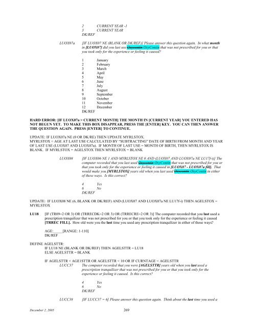 2006 NSDUH CAI Specs for Programming - Substance Abuse and ...