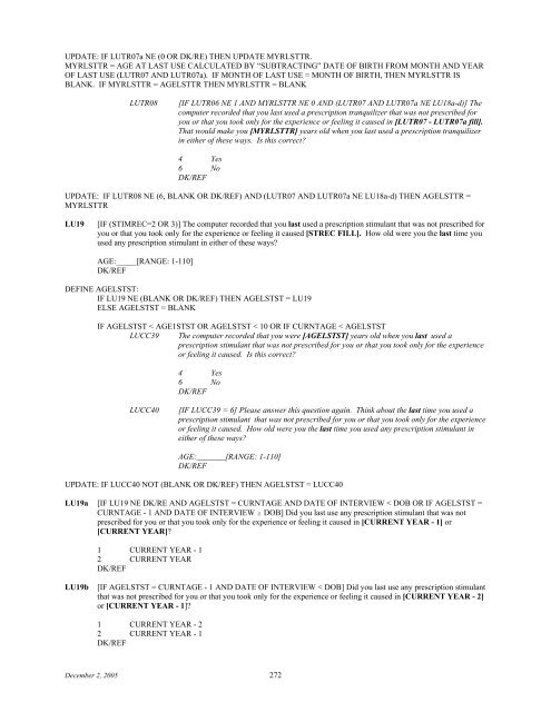 2006 NSDUH CAI Specs for Programming - Substance Abuse and ...