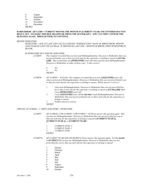 2006 NSDUH CAI Specs for Programming - Substance Abuse and ...