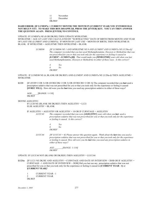 2006 NSDUH CAI Specs for Programming - Substance Abuse and ...