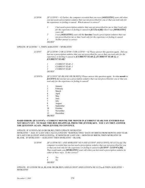 2006 NSDUH CAI Specs for Programming - Substance Abuse and ...