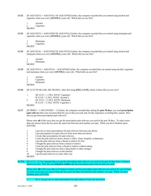 2006 NSDUH CAI Specs for Programming - Substance Abuse and ...