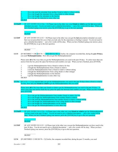 2006 NSDUH CAI Specs for Programming - Substance Abuse and ...