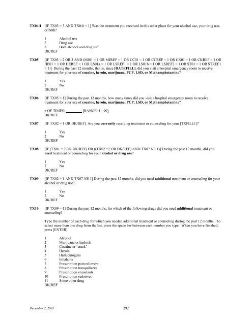 2006 NSDUH CAI Specs for Programming - Substance Abuse and ...