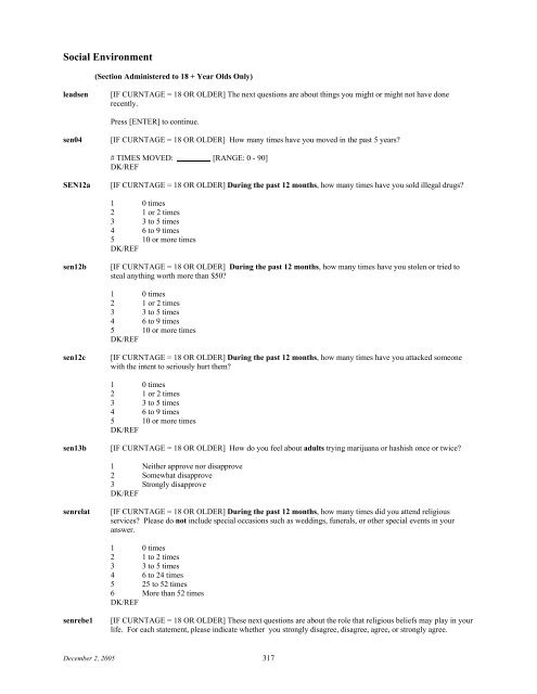 2006 NSDUH CAI Specs for Programming - Substance Abuse and ...