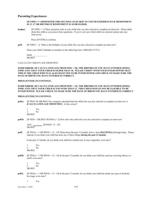 2006 NSDUH CAI Specs for Programming - Substance Abuse and ...