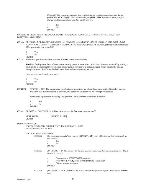 2006 NSDUH CAI Specs for Programming - Substance Abuse and ...