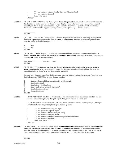 2006 NSDUH CAI Specs for Programming - Substance Abuse and ...