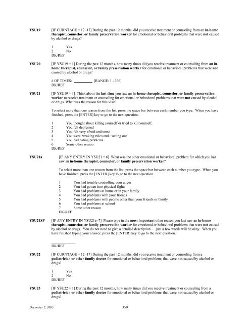 2006 NSDUH CAI Specs for Programming - Substance Abuse and ...