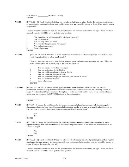 2006 NSDUH CAI Specs for Programming - Substance Abuse and ...