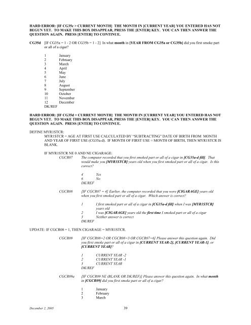 2006 NSDUH CAI Specs for Programming - Substance Abuse and ...