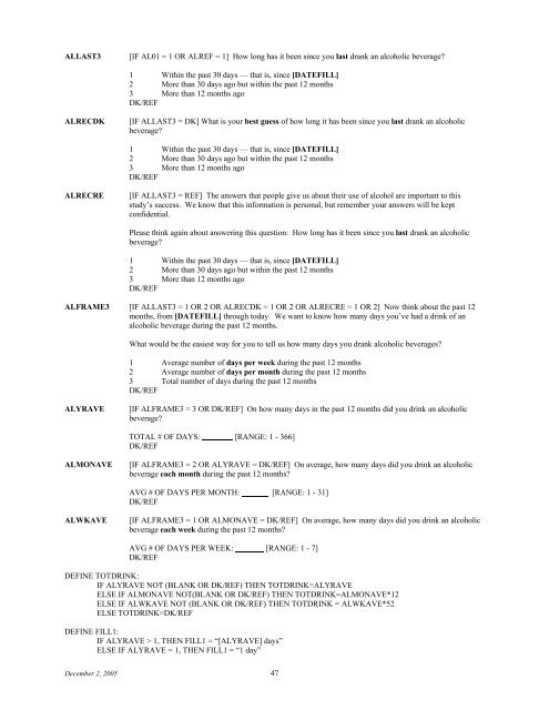 2006 NSDUH CAI Specs for Programming - Substance Abuse and ...