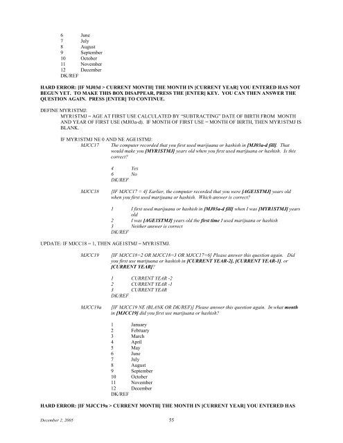 2006 NSDUH CAI Specs for Programming - Substance Abuse and ...