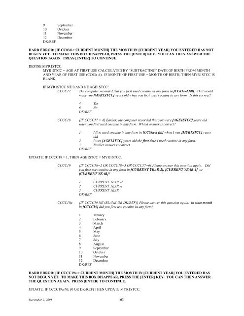 2006 NSDUH CAI Specs for Programming - Substance Abuse and ...