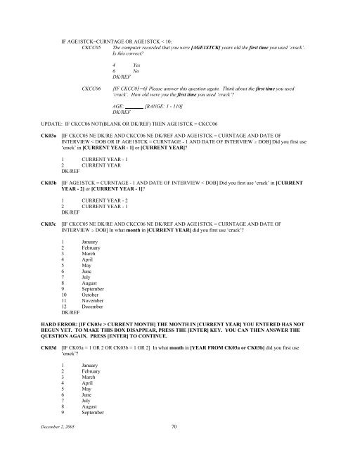 2006 NSDUH CAI Specs for Programming - Substance Abuse and ...