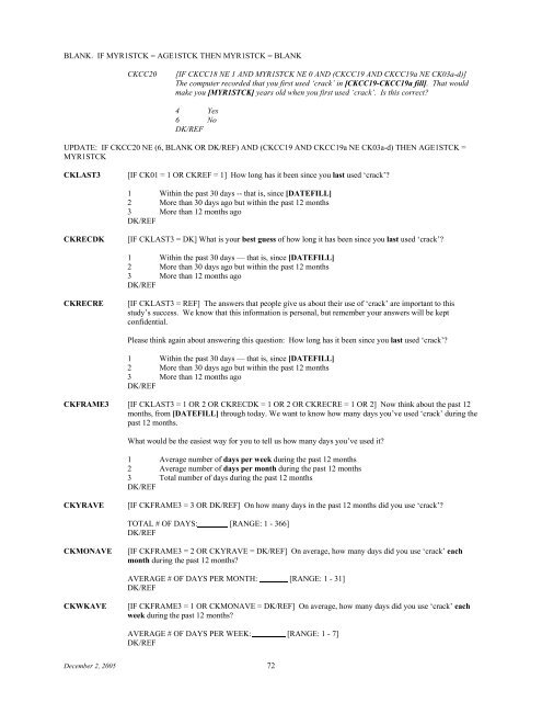 2006 NSDUH CAI Specs for Programming - Substance Abuse and ...