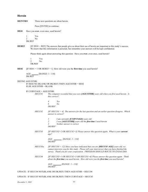 2006 NSDUH CAI Specs for Programming - Substance Abuse and ...