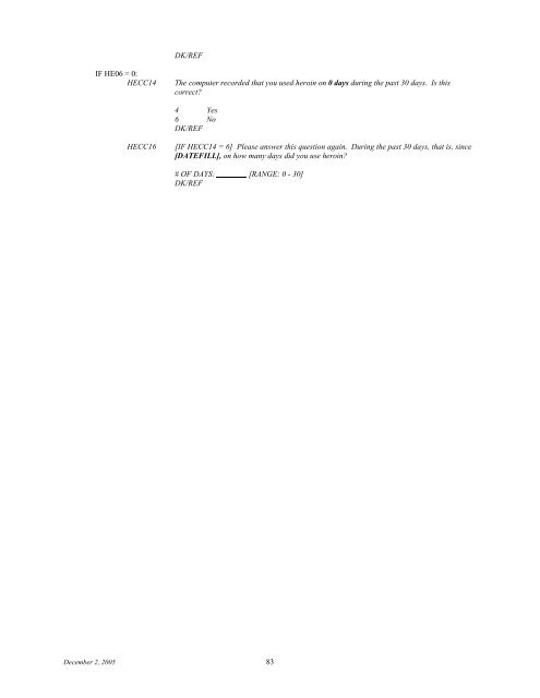 2006 NSDUH CAI Specs for Programming - Substance Abuse and ...