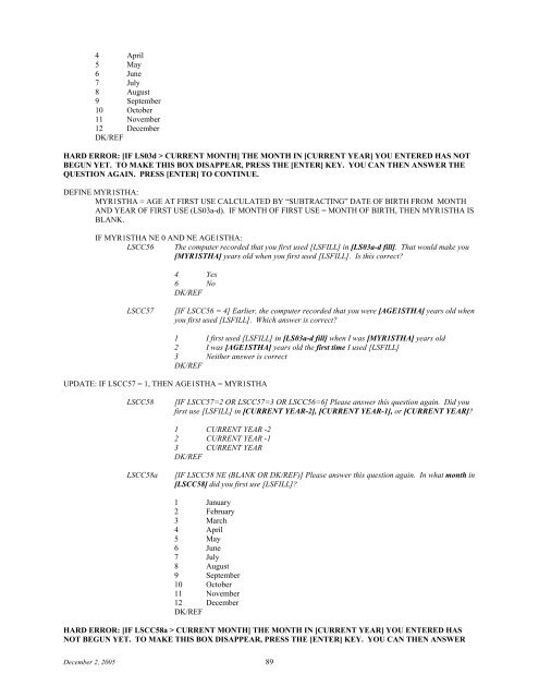 2006 NSDUH CAI Specs for Programming - Substance Abuse and ...