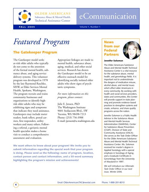 eCommunication Fall 2005 - Substance Abuse and Mental Health ...