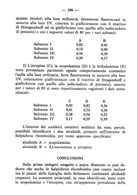 Prime ricerche sul contenuto in alcaloidi tropanici della Salpicroa ...