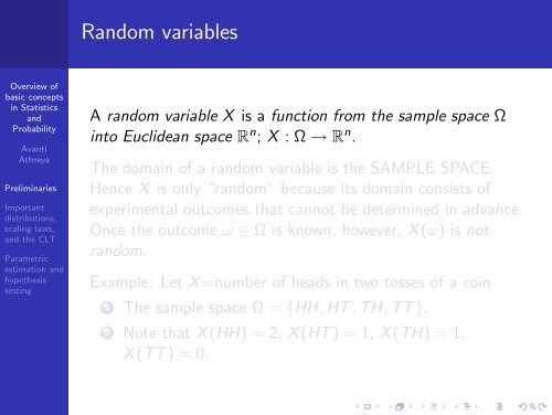 Overview of basic concepts in Statistics and Probability - SAMSI