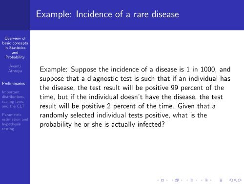 Overview of basic concepts in Statistics and Probability - SAMSI