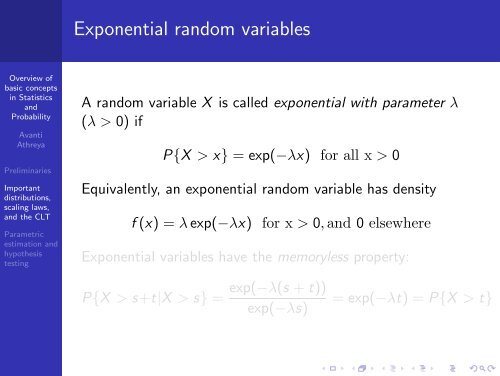 Overview of basic concepts in Statistics and Probability - SAMSI