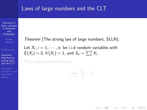 Overview of basic concepts in Statistics and Probability - SAMSI