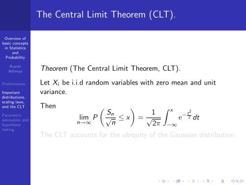 Overview of basic concepts in Statistics and Probability - SAMSI