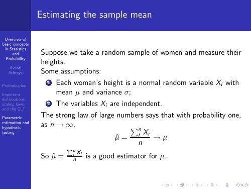 Overview of basic concepts in Statistics and Probability - SAMSI