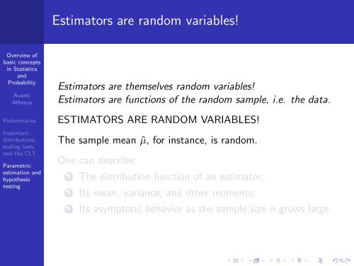 Overview of basic concepts in Statistics and Probability - SAMSI