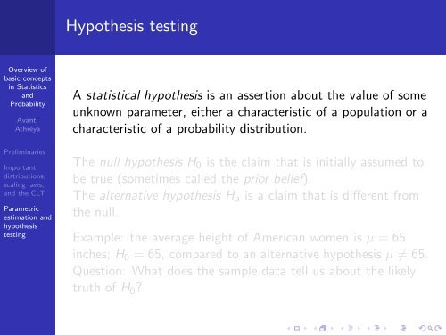 Overview of basic concepts in Statistics and Probability - SAMSI