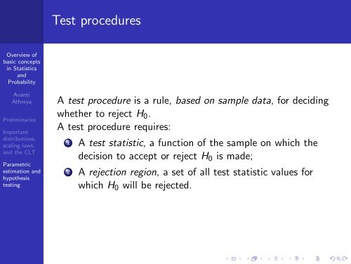 Overview of basic concepts in Statistics and Probability - SAMSI