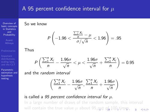 Overview of basic concepts in Statistics and Probability - SAMSI