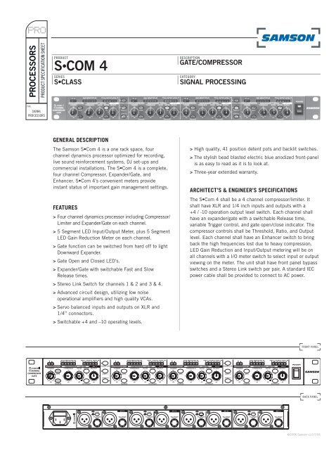 Download the S Com 4 Tech Sheet in .pdf format - Samson