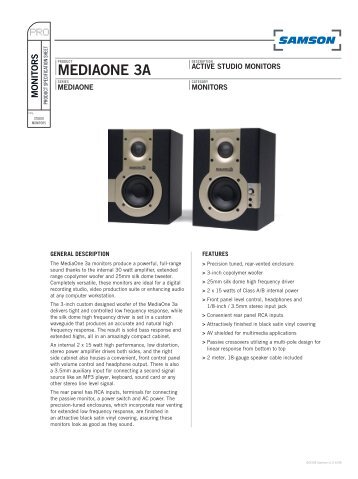 Download the MediaOne 3a Technical Sheet in PDF format - Samson