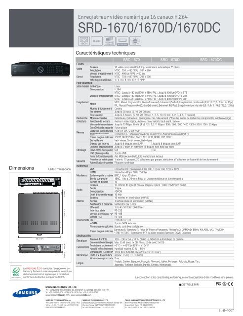 SRD-1670/1670D/1670DC - Samsung Techwin UK