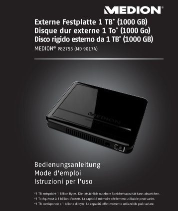 Externe Festplatte 1 TB* (1000 GB) Disque dur externe 1 ... - Medion