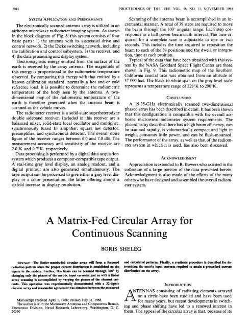 A Matrix-Fed Circular Array for Continuous Scanning