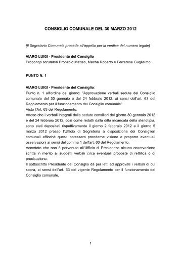 consiglio comunale del 30 marzo 2012 - Comune di Lendinara