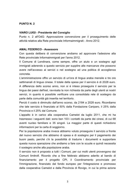 consiglio comunale del 30 marzo 2012 - Comune di Lendinara