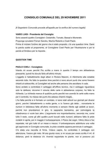consiglio comunale del 29 novembre 2011 - Comune di Lendinara