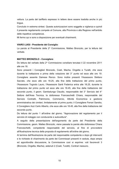 consiglio comunale del 29 novembre 2011 - Comune di Lendinara