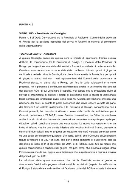 consiglio comunale del 29 novembre 2011 - Comune di Lendinara