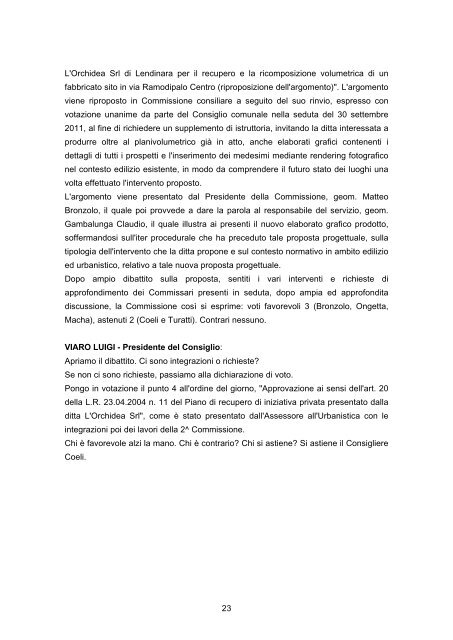 consiglio comunale del 29 novembre 2011 - Comune di Lendinara