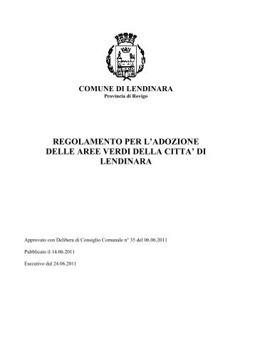 Regolamento Adozione aree Verdi Lendinara - Comune di Lendinara