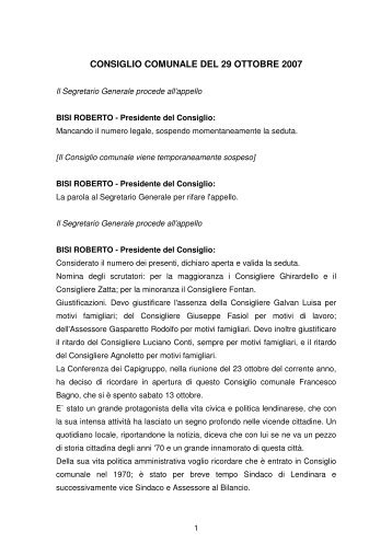 Verbale del 29 ottobre 2007 - Comune di Lendinara