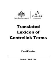 Translated Lexicon of Centrelink Terms - Farsi - Lexicool