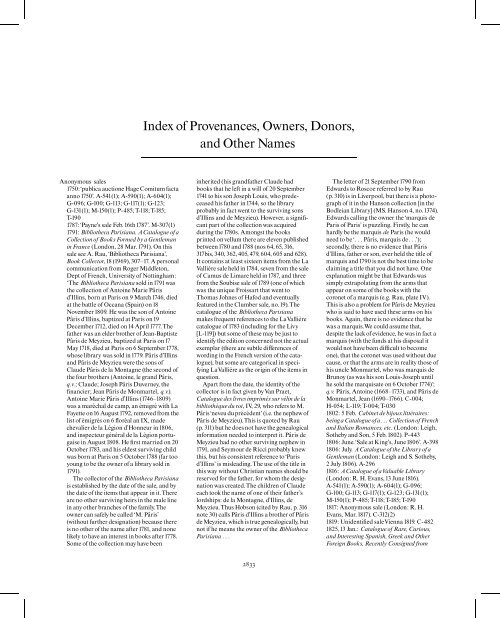 Index of Provenances, Owners, Donors, and Other Names
